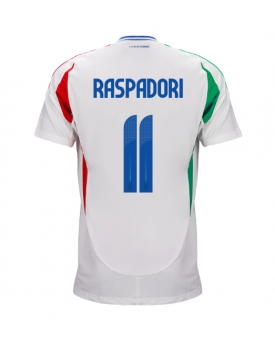 Italia Giacomo Raspadori #11 Maglia Gara Trasferta Repliche Europei 2024